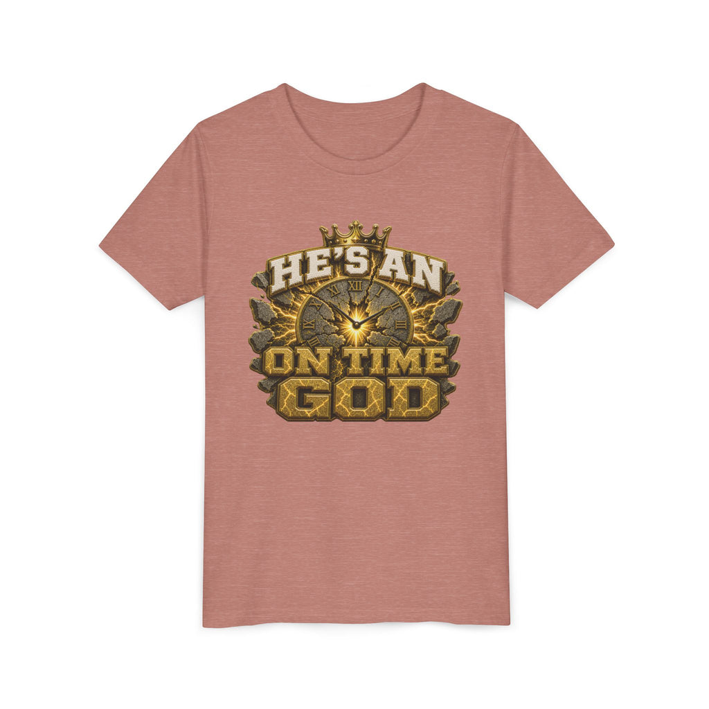 Walk By Faith ✝️ — He's An On Time God | Unisex Youth Tee