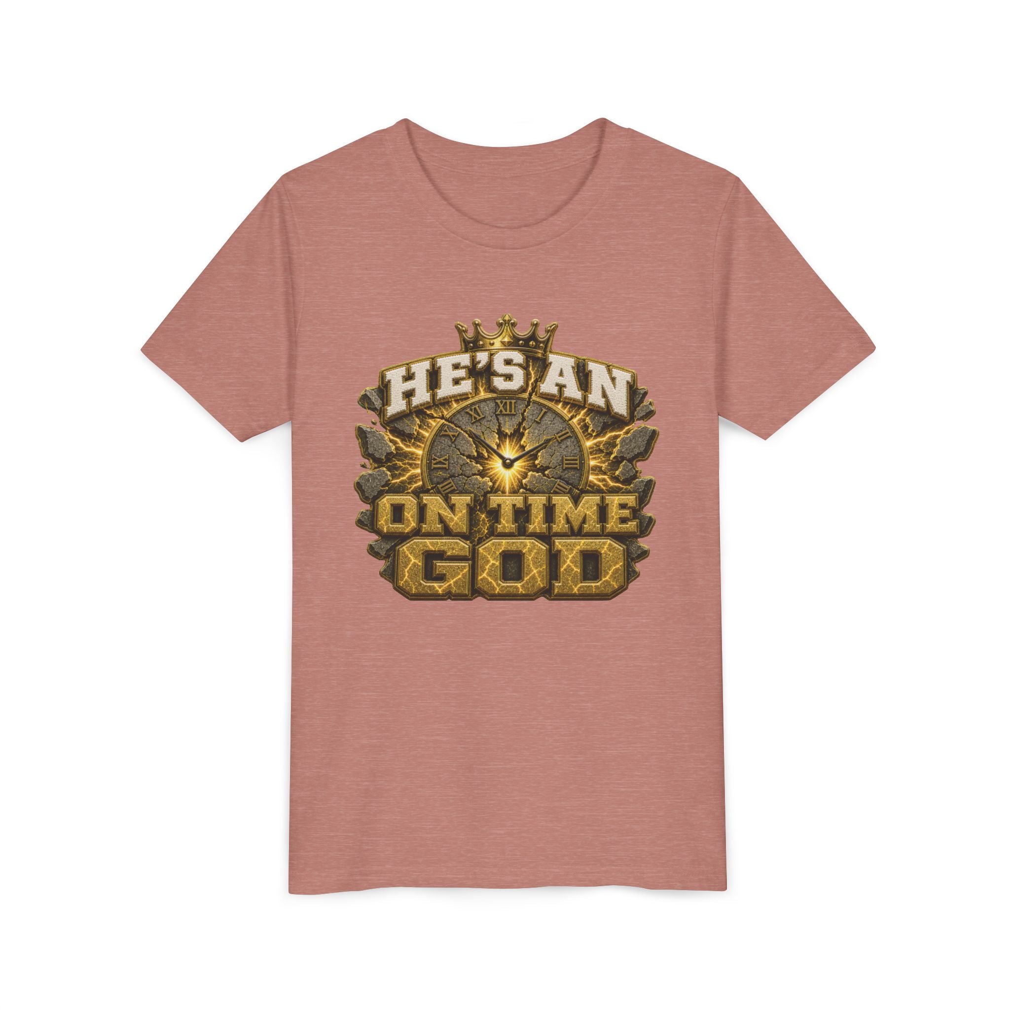 Walk By Faith ✝️ — He's An On Time God | Unisex Youth Tee